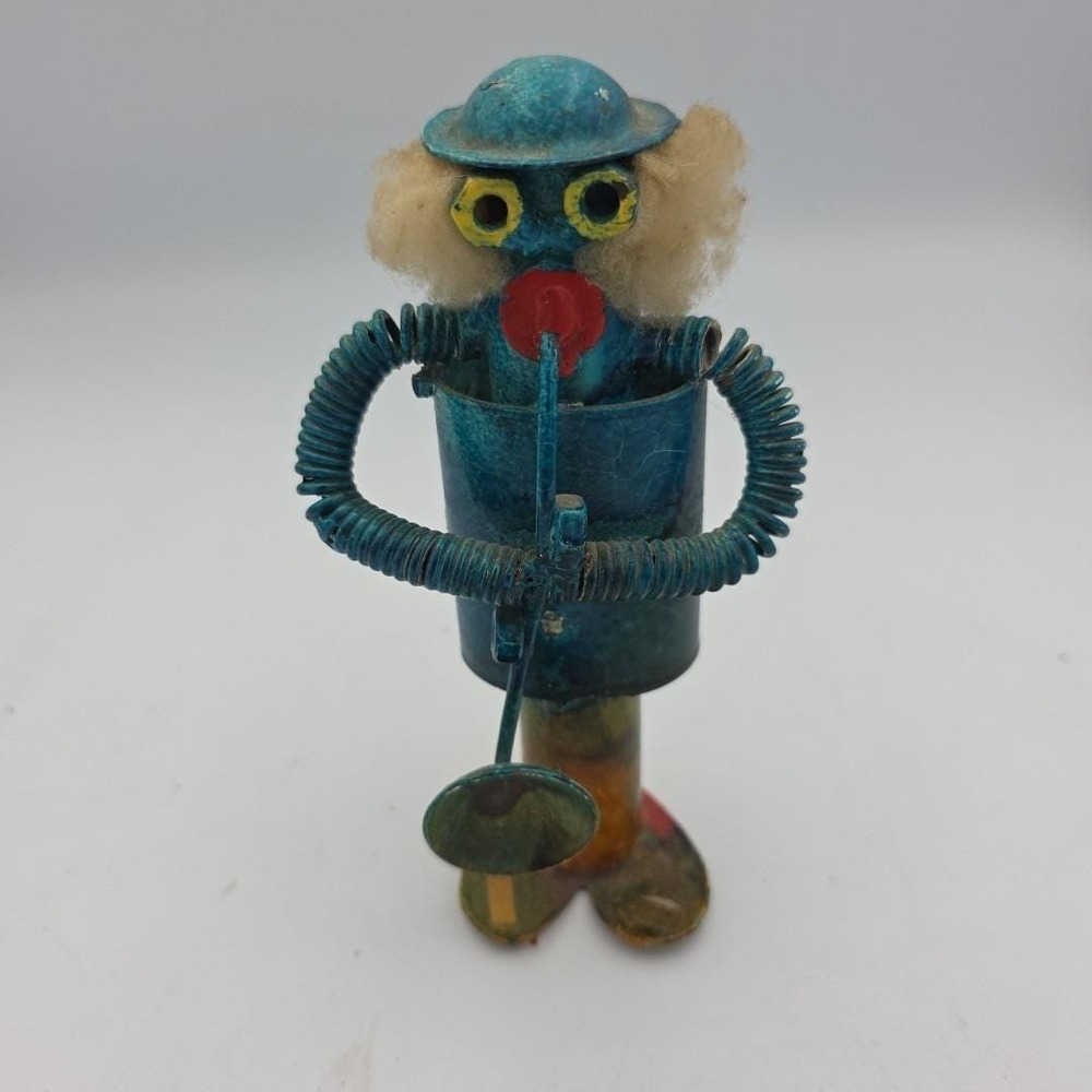 Found Object Art Made In Spain Band Player Folk Art Metal Sculpture Vintage